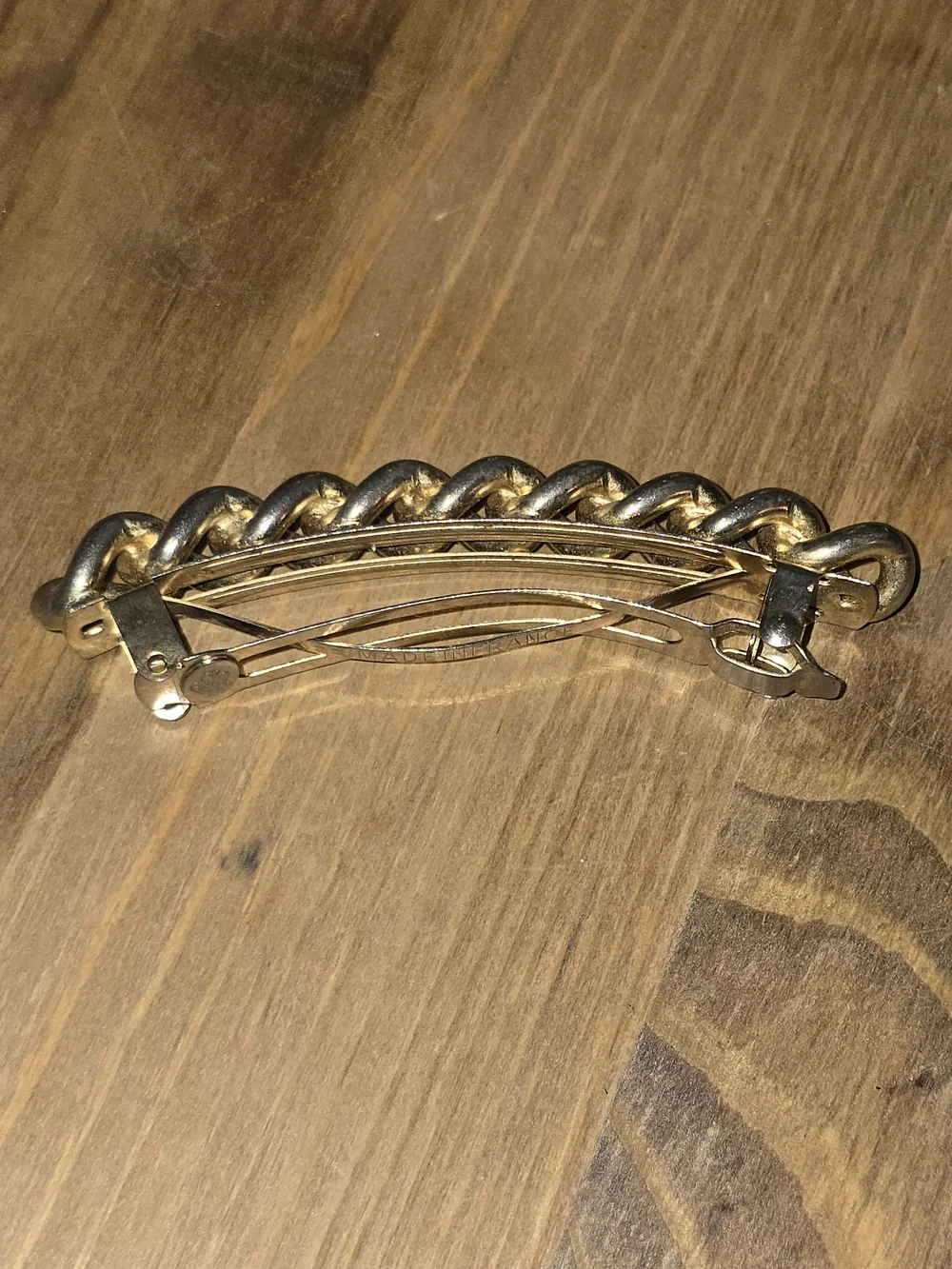 Vintage Kirk’s Folly Gold Tone Chunky Curb Chain Hair Barrette Made In France
